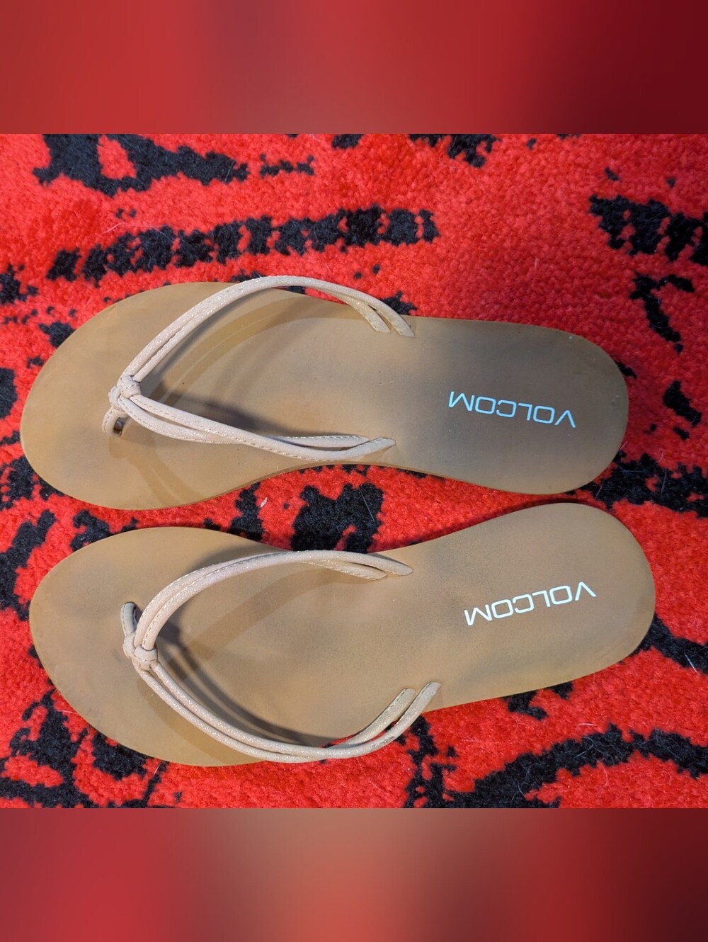 Volcom Women's Beige Double Strap Flip Flop Sandals